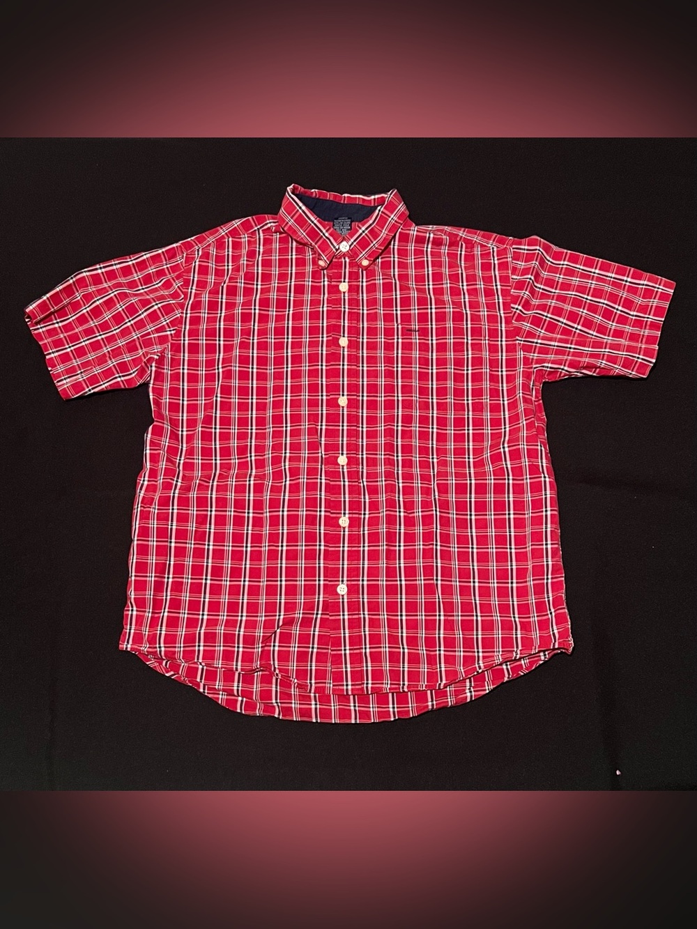 Cherokee Red Plaid Short Sleeve Button-Down Shirt Size Xl/14/16